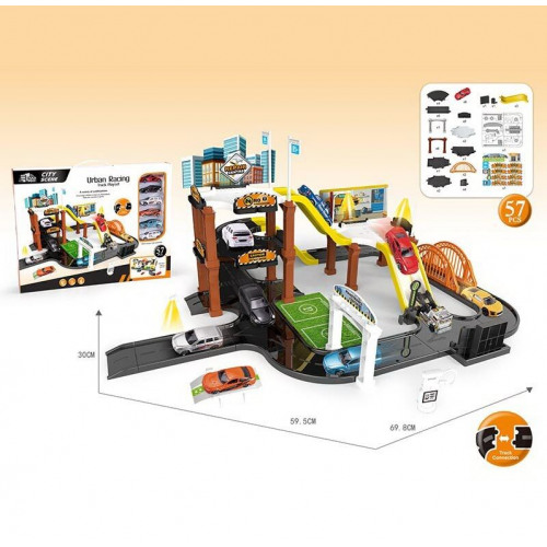 Парковка FJ-642 (24/2) 57 элементов, 6 машинок