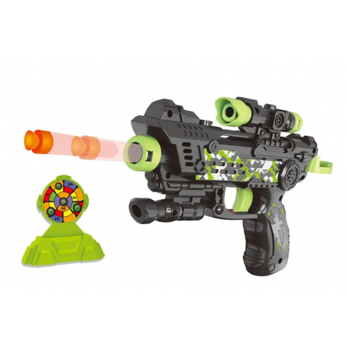 Пистолет игрушечный детский мягкие патроны с присоской, мишень DF 0201 A Зелёный