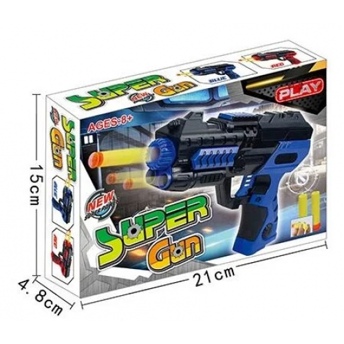 Пистолет игрушечный детский 017 B мягкие патроны на присоске Синий