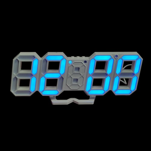 Электронные настольные LED часы с будильником и термометром VST-883 белые (Синяя подсветка)