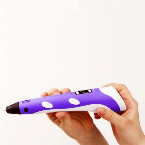 Набор 3D ручка с планшетом для рисования, ножницами, защитой для пальцев 3DPen 6 + 100 метров разноцветного PLA пластика Фиолетовая