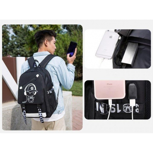 Рюкзак городской Music с USB светящийся в темноте