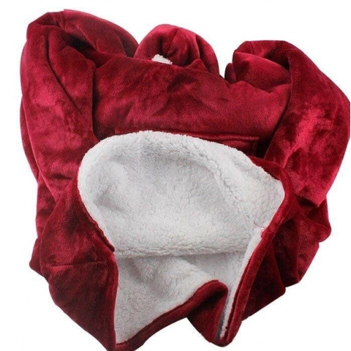 Толстовка-плед с капюшоном Huggle Hoodie Ultra Plush Blanket | Плюшевая кофта | Плед с рукавами Oversize Бордовый