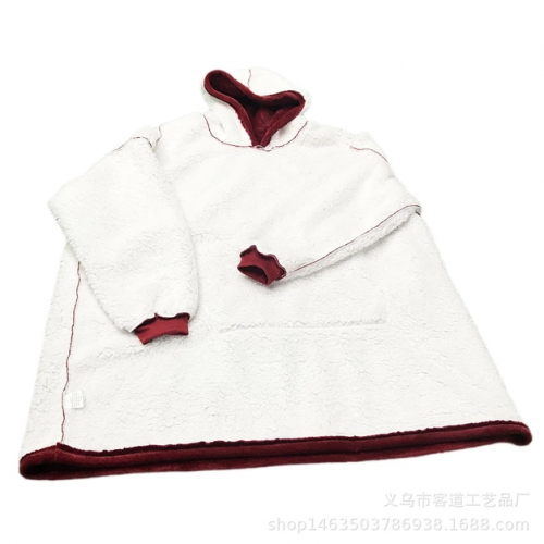 Толстовка-плед с капюшоном Huggle Hoodie Ultra Plush Blanket | Плюшевая кофта | Плед с рукавами Oversize Бордовый