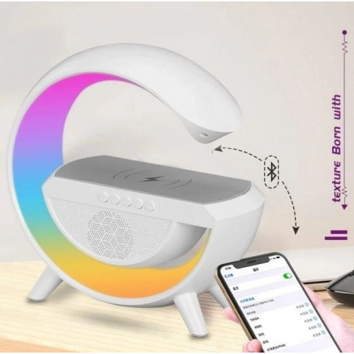 Настольная лампа Ночник с Bluetooth Колонкой 3 в 1 LED Wireless Charging Speaker BT-2301 Белая