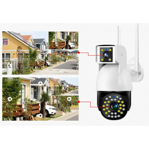 Камера видеонаблюдения двухобъективная уличная поворотная P12 WIFI IP 360/90 V380PRO 3+3.0mp
