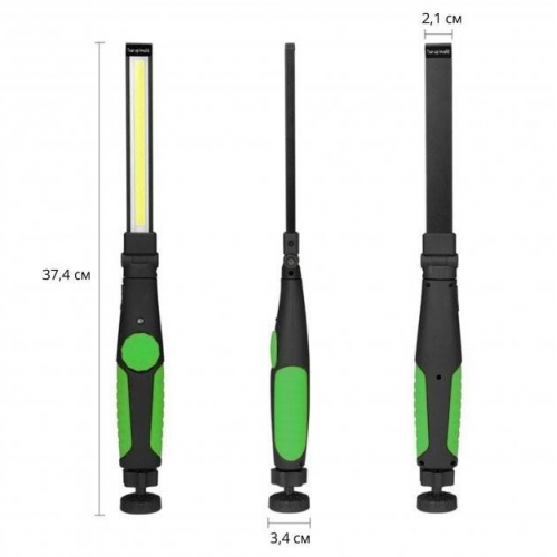 Фонарь аккумуляторный WORKLIGHT-W55-COB поворот 180º с магнитом фонарик Зелёный