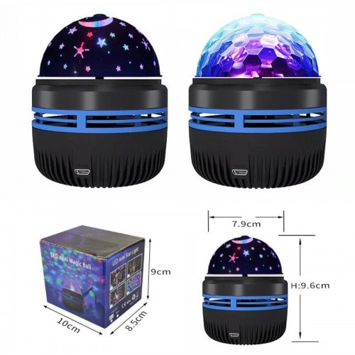 Ночник проектор Led Mini Magic Ball питание USB диско лампа Чёрный