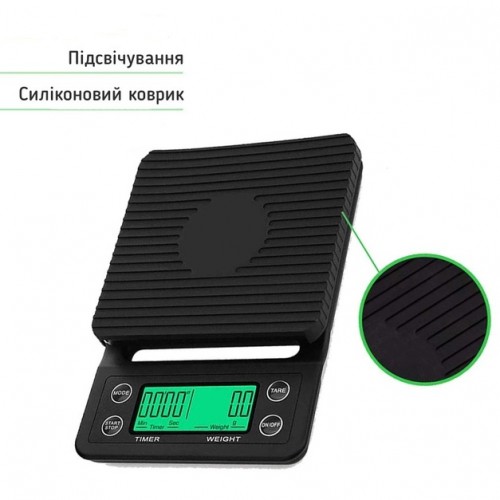 Весы цифровые для приготовления кофе MS-K07 5кг/0,1, влагостойкие, резиновый коврик