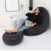 Надувное кресло диван 2в1 с пуфиком для ног A-Sofa до 150 кг Чёрный с фиолетовым