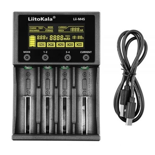 Интеллектуальное зарядное устройство LiitoKala Lii-M4S для АА, ААА, 18650, 26650 Li-ion, Ni-MH/Ni-Cd аккумуляторов с функцией PowerBank и Storage