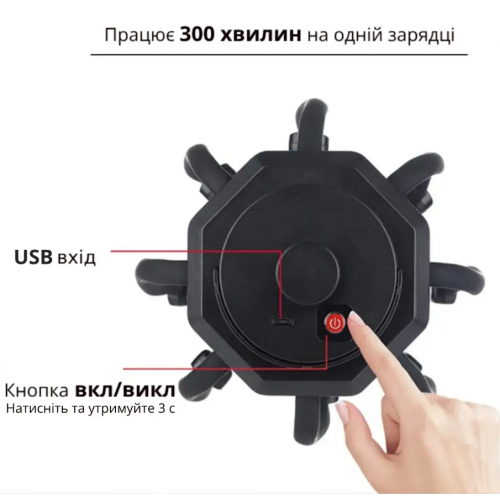 Релаксационный электрический массажер для головы со встроенным аккумулятором 3 режима работы Черный