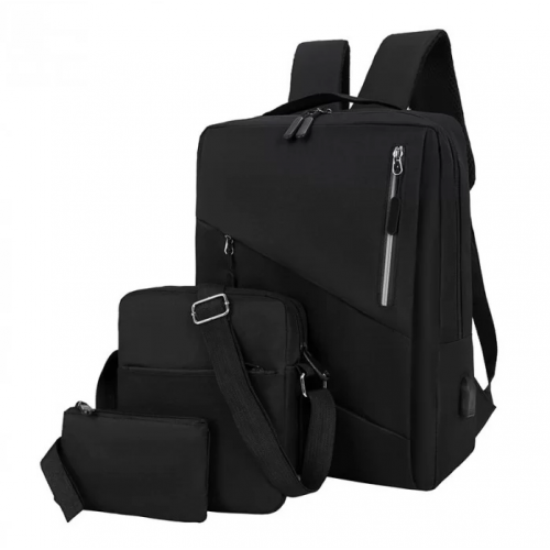 Городской рюкзак 3в1 Комплект (рюкзак, сумка, пенал) Чёрный