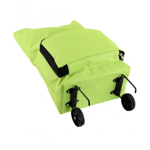 Универсальная складная портативная тележка-сумка для покупок на колесиках Зеленая