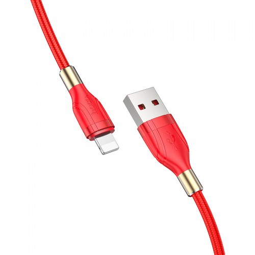 Кабель USB на Lightning HOCO U92 Gold collar зарядка и передача данных 1.2м, ток до 2.4A Красный