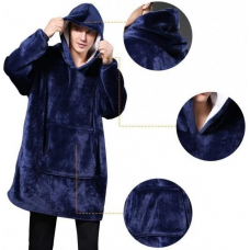 Толстовка-плед с капюшоном Huggle Hoodie Ultra Plush Blanket Oversize Синий