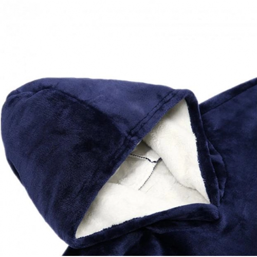 Толстовка-плед с капюшоном Huggle Hoodie Ultra Plush Blanket | Плюшевая кофта | Плед с рукавами Oversize Синий