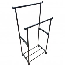 Стойка-вешалка для одежды и обуви в гардеробную Double Pole Clothes Horse Mini Чёрная