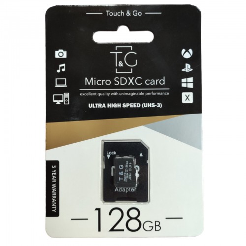 Карта памяти MicroSDHC 128GB UHS-3 Class 10 T&G С адаптером