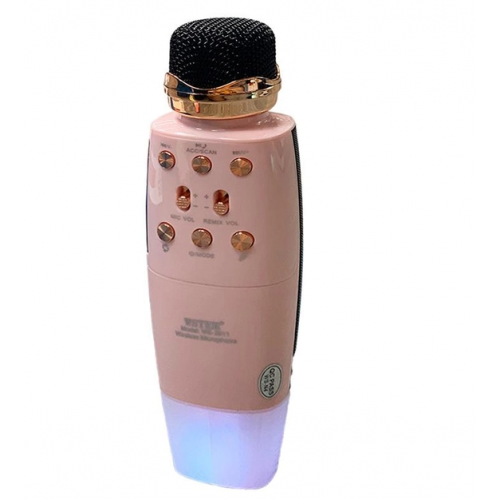 Караоке микрофон + портативная беспроводная колонка 2 в 1 Bluetooth Wster WS-2011 Розовый