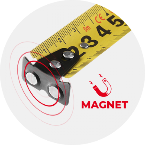 Рулетка с металлическим полотном покрытым нейлоном и магнитами на зацепе 5м*16мм STORM INTERTOOL MT-0825