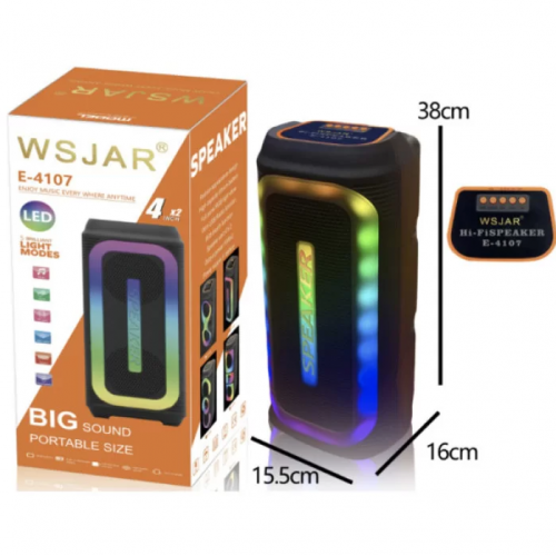 Портативная Bluetooth колонка c RGB подсветкой акустическая система WSJAR E4107 BT