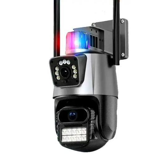 Уличная охранная WIFI камера видеонаблюдения Dual Lens Поворотная камера с сиреной P11
