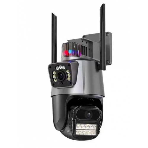 Уличная охранная WIFI камера видеонаблюдения Dual Lens Поворотная камера с сиреной P11