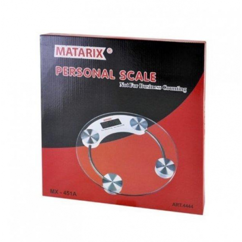 Весы напольные электронные стеклянные Matarix MX-451A 180кг круглые Прозрачные