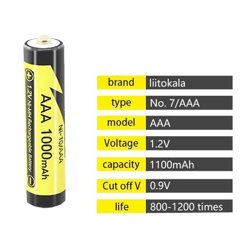 Аккумулятор AAA, LiitoKala Ni-10/AAA, 1.2V, 1000mAh, ОРИГИНАЛ