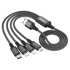 Кабель для зарядки телефонов HOCO X76 4 в 1 USB to Type-C+Lightning+Lightning+MicroUSB 2A Чёрный