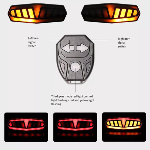 Велофонарь FY-1828 с указанием поворотов (red+yellow), ЗУ Type-C, Li-Ion аккум., пульт управления