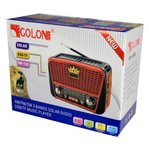 Радиоприёмник Golon RX-456S + Bluetooth и солнечной панелью Красный