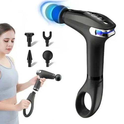 Портативный ручной массажер пистолет с 4 насадками Fascial Gun HB-005 Массажный вибрационный пистолет Портативный ручной массажер пистолет с 4 насадками Fascial Gun HB-005 Массажный вибрационный пистолет