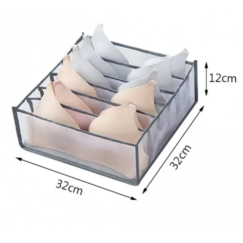 Органайзер для бюстгальтеров прозрачный 6 секций 32*32*12 см Серый