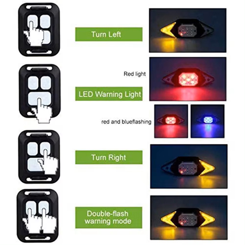 Велофонарь LY-6700 с указанием поворотов (red+yellow+blue), ЗУ microUSB, Li-Ion аккум., пульт управления