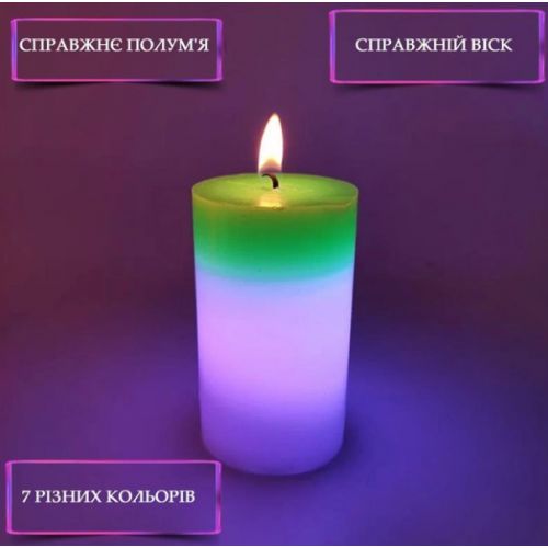 Свечка из воска с подсветкой Magic Candle 7 color свеча Зелёная