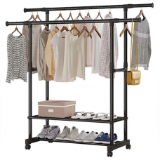 Вешалка для одежды двойная телескопическая Double Garment Rack с регулировкой высоты