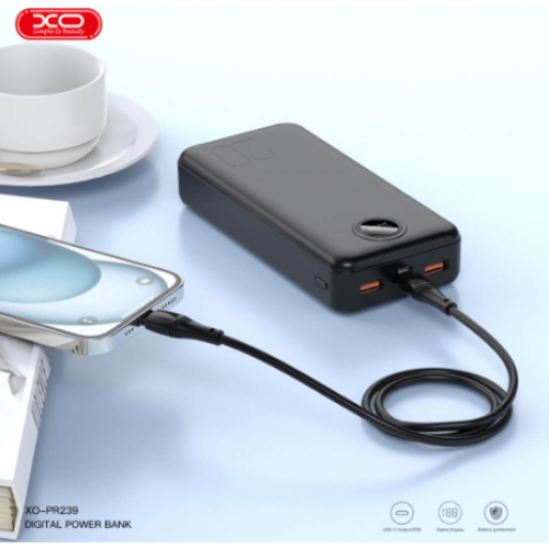 Внешний аккумулятор Power bank XO PR239 20000 mAh PD20W+QC22.5W с быстрой зарядкой, дисплеем