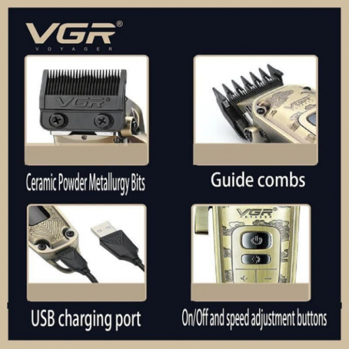 Машинка для стрижки волос триммер для бороды VGR V-005 + 8 насадок