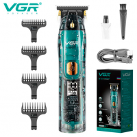 Машинка для стрижки волос триммер для бороды VGR V-961 LED дисплей + 4 насадки