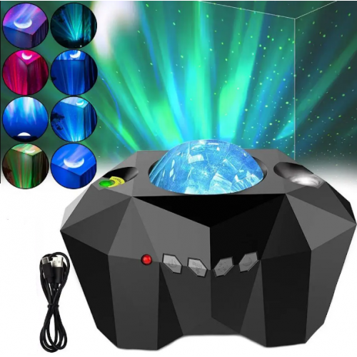 Ночник проектор звездное небо с bluetooth колонкой Aurora Moon Star Черный