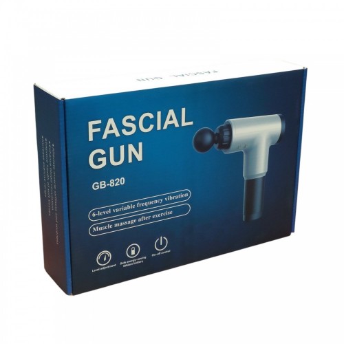 Массажер Аккумуляторный для тела мышечный портативный ручной 4 насадки Fascial Gun GB-820 Бордовый