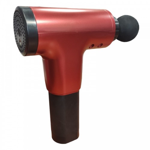 Массажер Аккумуляторный для тела мышечный портативный ручной 4 насадки Fascial Gun GB-820 Бордовый