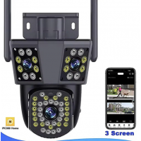 Уличная WIFI камера видеонаблюдения 9MP, 3 объектива C360 home, поротная три линзы