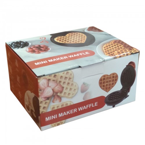 Электрическая мини вафельница Waffle Maker с антипригарным покрытием в форме Сердца Красная