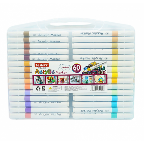 Набор акриловых маркеров 60 штук на водной основе в кейсе Acrylic Marker Y 04