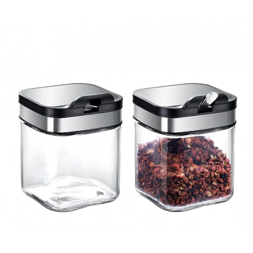Набор баночек для хранения специй на подставке с ложками, 3×300мл Spice jar TLG-021