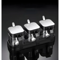 Набор баночек для хранения специй на подставке с ложками, 3×300мл Spice jar TLG-021