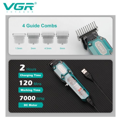 Тример VGR V-900 GREEN, 4 насадки, LED display, 7000 RPM